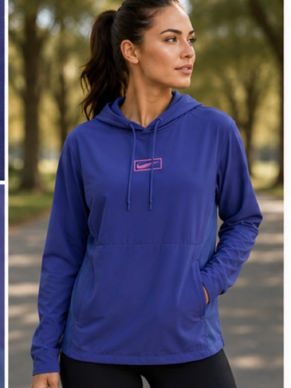 Nike Women's Blue-Purple Hooded Dri-FIT Pullover